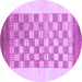 Round Checkered Purple Modern Rug, abs1350pur