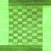 Square Machine Washable Checkered Green Modern Area Rugs, wshabs1350grn