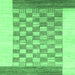 Square Machine Washable Checkered Emerald Green Modern Area Rugs, wshabs1350emgrn