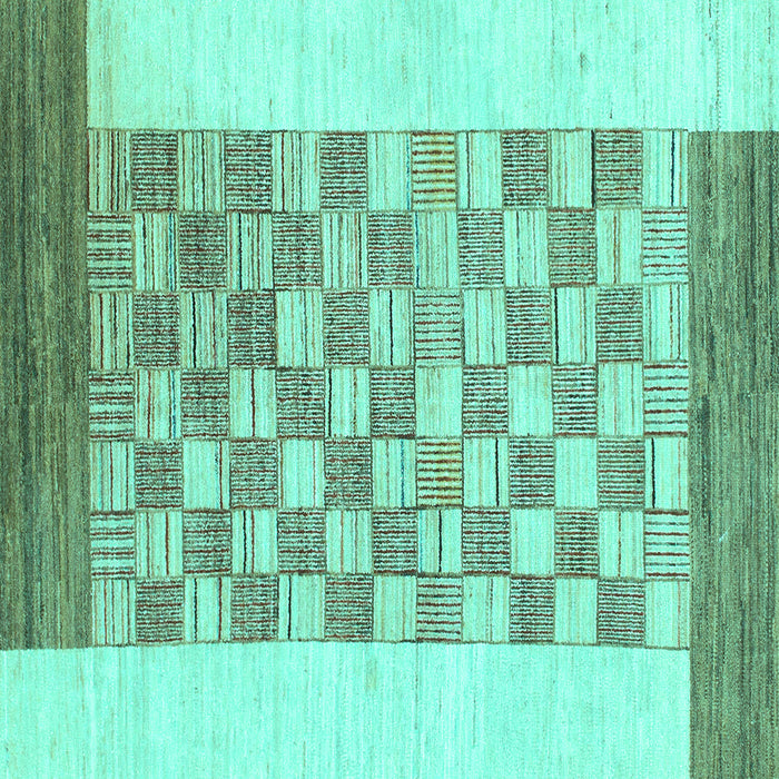 Square Checkered Turquoise Modern Rug, abs1350turq