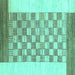 Square Checkered Turquoise Modern Rug, abs1350turq