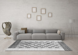 Machine Washable Checkered Gray Modern Rug in a Living Room,, wshabs1350gry