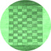 Round Checkered Emerald Green Modern Rug, abs1350emgrn