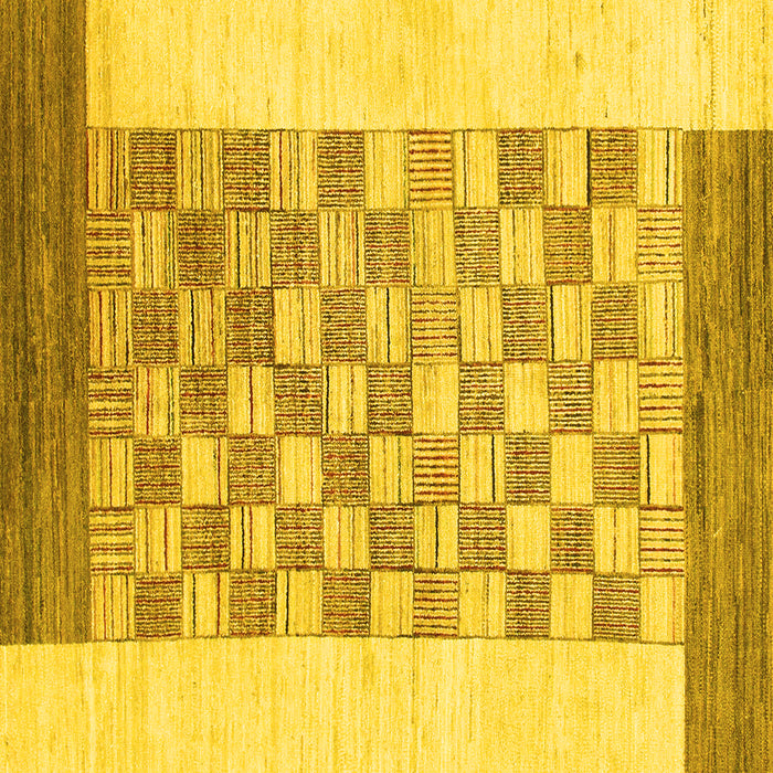 Square Machine Washable Checkered Yellow Modern Rug, wshabs1350yw