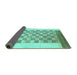 Sideview of Checkered Turquoise Modern Rug, abs1350turq