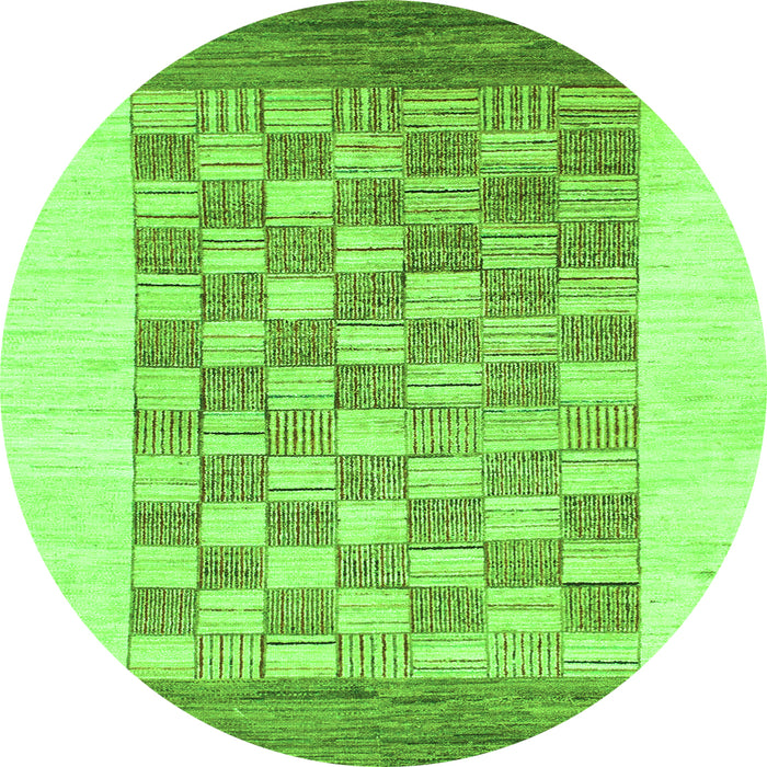 Round Checkered Green Modern Rug, abs1350grn