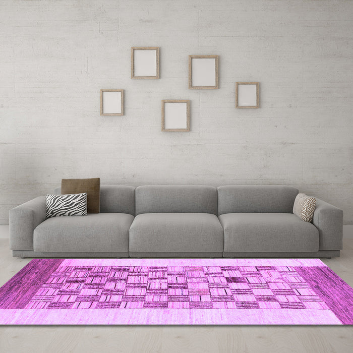 Machine Washable Checkered Purple Modern Area Rugs in a Living Room, wshabs1350pur