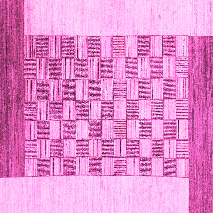 Square Machine Washable Checkered Pink Modern Rug, wshabs1350pnk