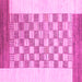 Square Machine Washable Checkered Pink Modern Rug, wshabs1350pnk