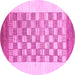 Round Checkered Pink Modern Rug, abs1350pnk