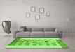 Machine Washable Checkered Green Modern Area Rugs in a Living Room,, wshabs1350grn