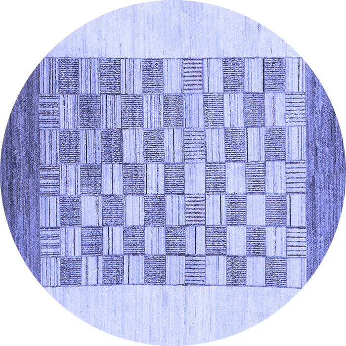 Round Machine Washable Checkered Blue Modern Rug, wshabs1350blu