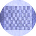 Round Machine Washable Checkered Blue Modern Rug, wshabs1350blu