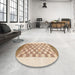 Round Machine Washable Abstract Bronze Brown Rug in a Office, wshabs1350
