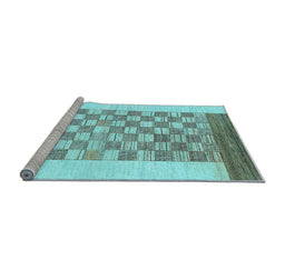 Sideview of Machine Washable Checkered Light Blue Modern Rug, wshabs1350lblu