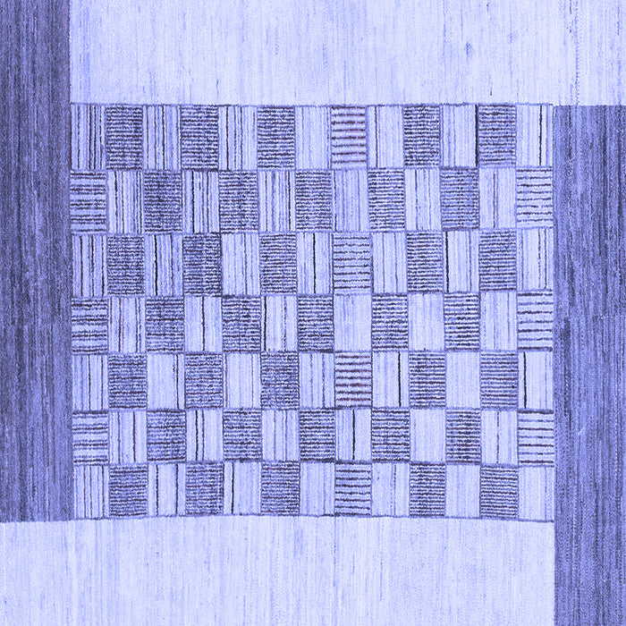 Square Machine Washable Checkered Blue Modern Rug, wshabs1350blu