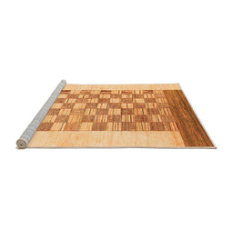 Sideview of Machine Washable Checkered Orange Modern Area Rugs, wshabs1350org