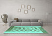Machine Washable Checkered Turquoise Modern Area Rugs in a Living Room,, wshabs1350turq