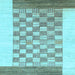 Square Machine Washable Checkered Light Blue Modern Rug, wshabs1350lblu
