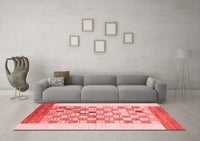 Machine Washable Checkered Red Modern Rug, wshabs1350red