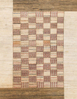Abstract Bronze Brown Checkered Rug, abs1350