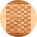 Round Checkered Orange Modern Rug, abs1350org