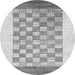 Round Machine Washable Checkered Gray Modern Rug, wshabs1350gry