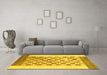 Machine Washable Checkered Yellow Modern Rug in a Living Room, wshabs1350yw