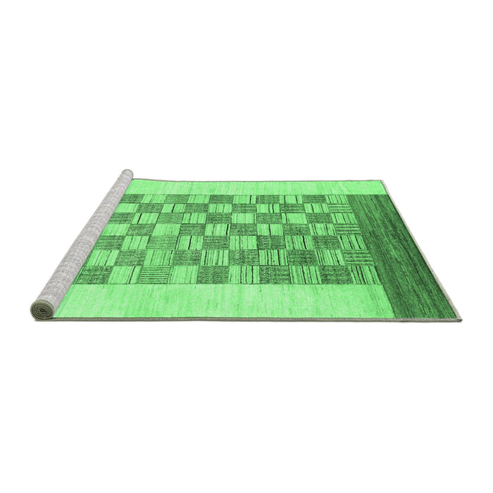 Sideview of Machine Washable Checkered Emerald Green Modern Area Rugs, wshabs1350emgrn