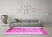 Machine Washable Checkered Pink Modern Rug in a Living Room, wshabs1350pnk