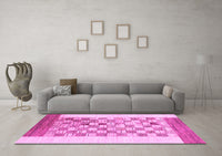 Machine Washable Checkered Pink Modern Rug, wshabs1350pnk