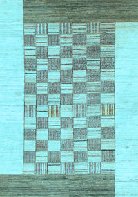 Checkered Light Blue Modern Rug, abs1350lblu