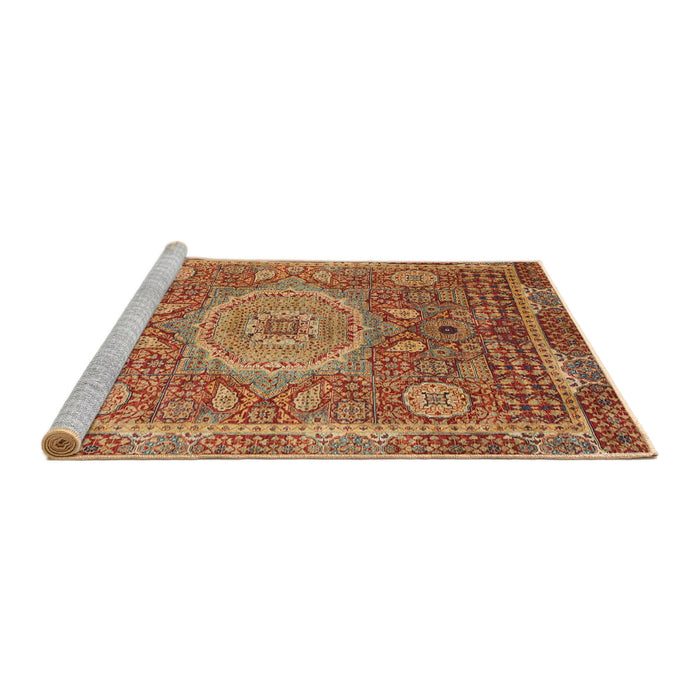 Sideview of Machine Washable Abstract Gold Rug, wshabs1351