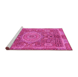 Sideview of Machine Washable Abstract Pink Modern Rug, wshabs1351pnk