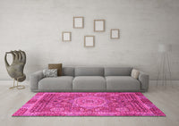 Machine Washable Abstract Pink Modern Rug, wshabs1351pnk