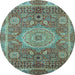 Round Machine Washable Abstract Light Blue Modern Rug, wshabs1351lblu