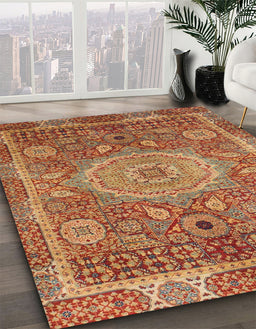 Abstract Gold Modern Rug in Family Room, abs1351