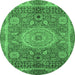 Round Abstract Emerald Green Modern Rug, abs1351emgrn