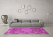 Machine Washable Abstract Purple Modern Area Rugs in a Living Room, wshabs1351pur