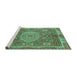 Sideview of Machine Washable Abstract Turquoise Modern Area Rugs, wshabs1351turq