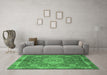 Machine Washable Abstract Emerald Green Modern Area Rugs in a Living Room,, wshabs1351emgrn