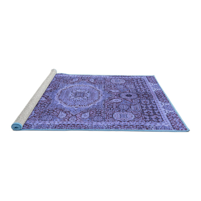 Sideview of Machine Washable Abstract Blue Modern Rug, wshabs1351blu