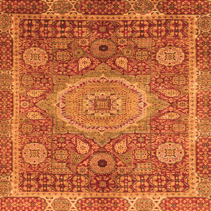 Square Machine Washable Abstract Orange Modern Area Rugs, wshabs1351org