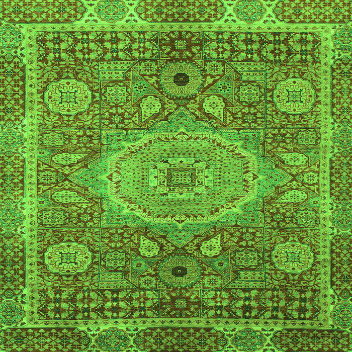 Square Machine Washable Abstract Green Modern Area Rugs, wshabs1351grn