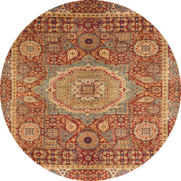 Round Abstract Gold Modern Rug, abs1351