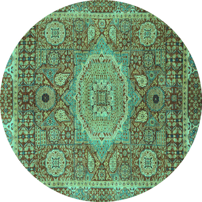 Round Machine Washable Abstract Turquoise Modern Area Rugs, wshabs1351turq