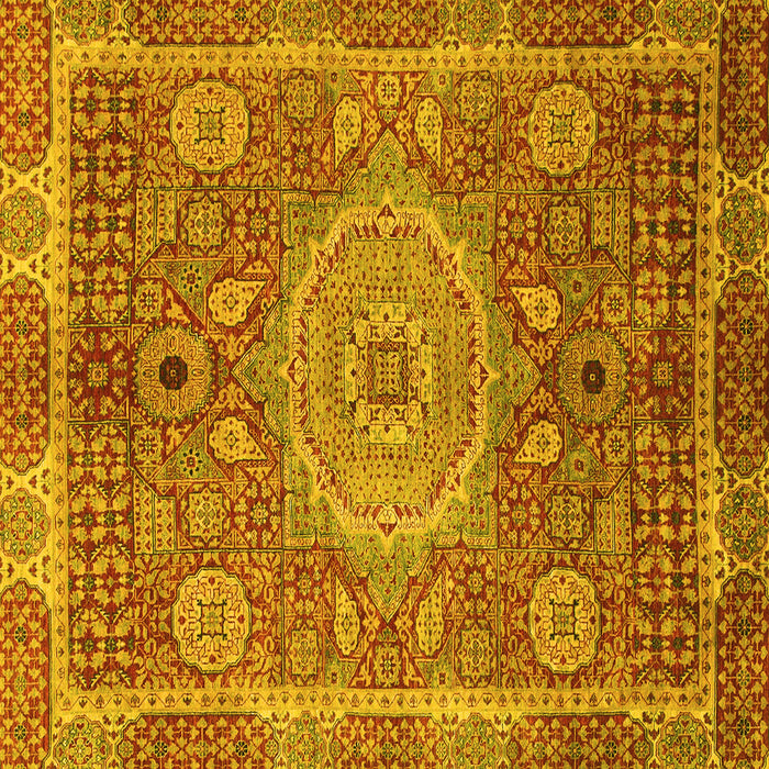 Square Machine Washable Abstract Yellow Modern Rug, wshabs1351yw