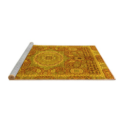 Sideview of Machine Washable Abstract Yellow Modern Rug, wshabs1351yw