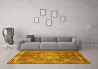 Machine Washable Abstract Yellow Modern Rug, wshabs1351yw