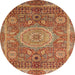 Round Machine Washable Abstract Gold Rug, wshabs1351